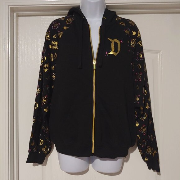 Disney Sleeping Beauty Castle Gold Full Zip Hoodie M Storybook Nostalgic - Picture 1 of 12